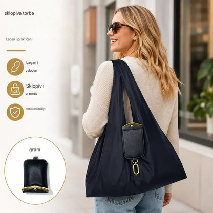 🔥Posljednji dan posebne ponude, iskoristite 49% popusta! 👜✨Sklopiva torba za kupovinu s privjeskom za ključeve, ekološki prihvatljiva i višekratna platnena torba.