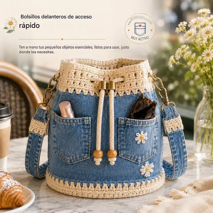 Bolso de mezclilla trenzada estilo boho que complementará cualquier atuendo ✨