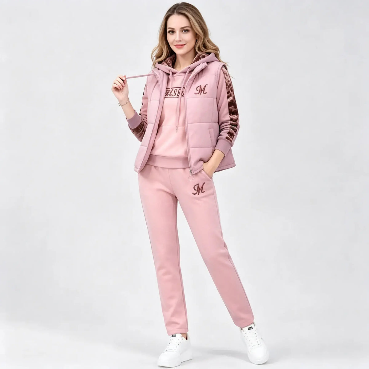🔥🔥【Camiseta + Chaleco + Pantalones】Elegante conjunto de 3 piezas abrigado para otoño e invierno