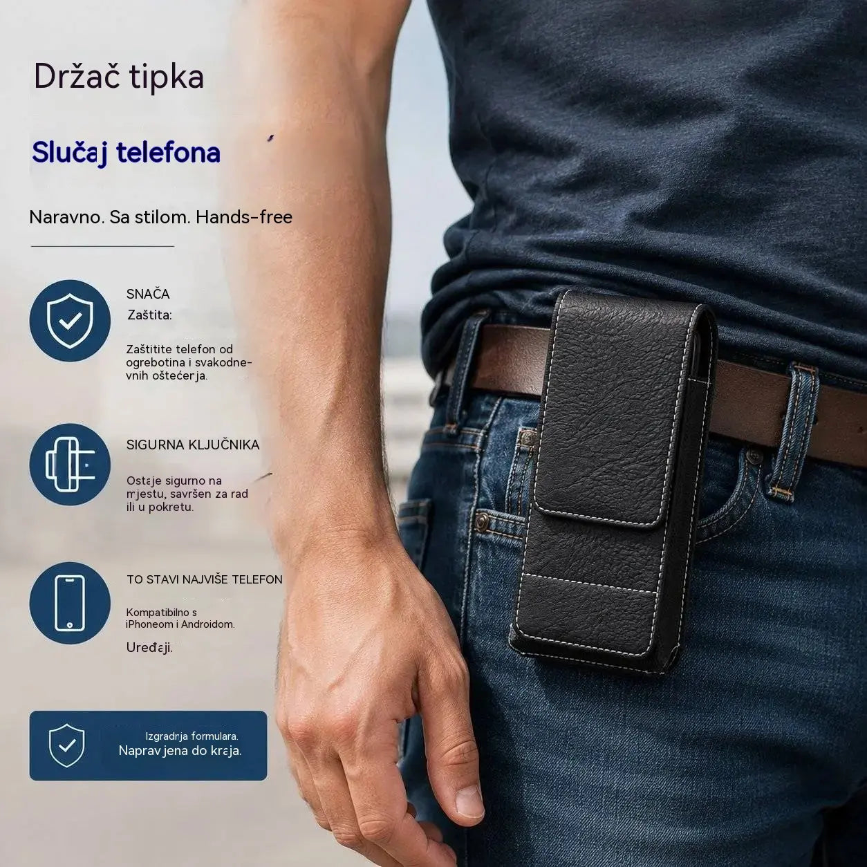🔥 Futrola za telefon s kopčom za remen – magnetsko zatvaranje, izdržljiva i uključuje utore za kartice