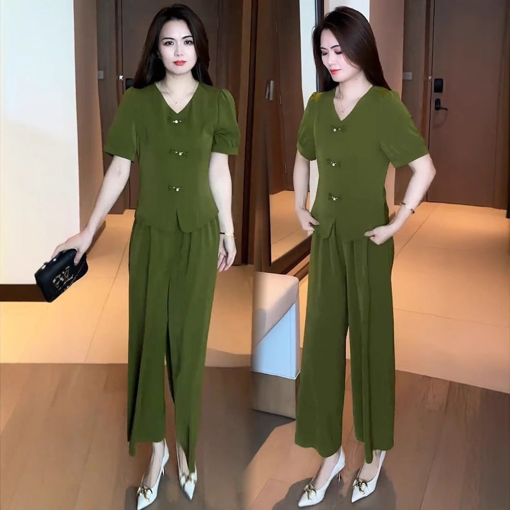 🌸【Majica + široke hlače】Moderan retro set izrađen od cool svilenog materijala—— cool