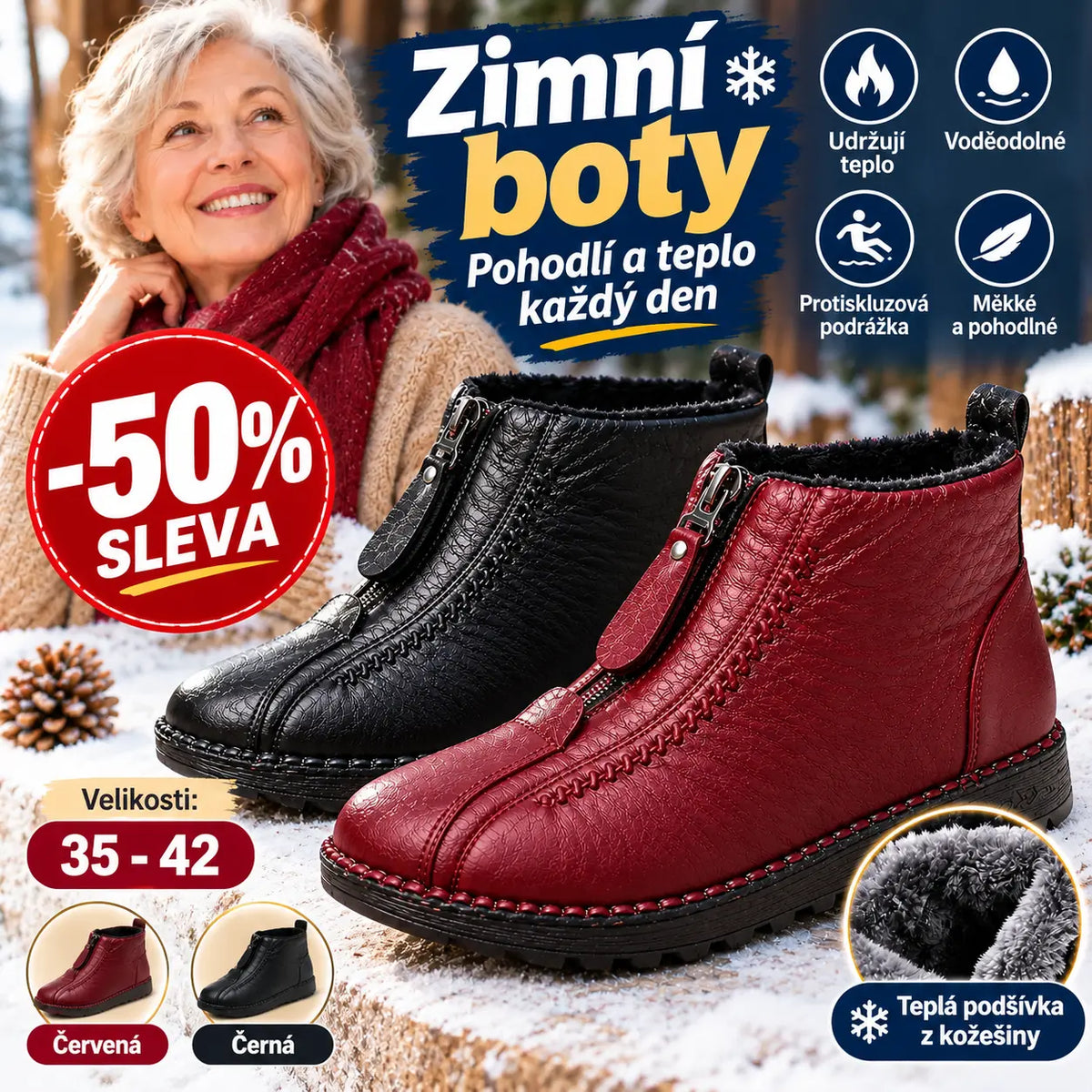 【35-42】Italské ručně vyráběné dámské kotníkové boty z pravé kůže, neklouzavé