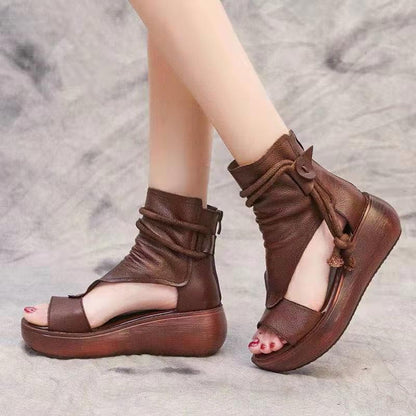 🔥【Reducere limitată de 50%】🤩✨【35-40】 Sandale din piele moale cu gura de pește, la modă nouă, cu talpă groasă
