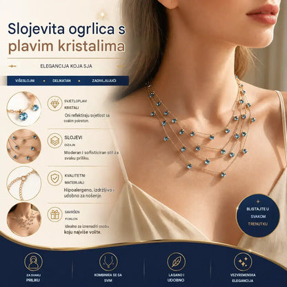 📢📢 50% popusta! ✨ Ženska svjetlucava višeslojna ogrlica s privjeskom za ključnu kost
