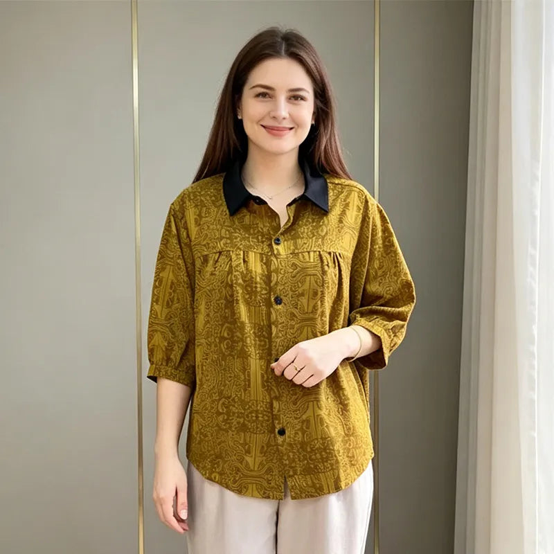 ✨ Ljetna ležerna žakard košulja – Trenutačan učinak mršavljenja, profinjen stil i maksimalna udobnost za dame! 🌸🕊️