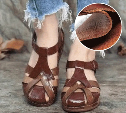 💖[35-43] Sandalias de verano para mujer, hechas de piel suave, suela gruesa, cierre de velcro hueco
