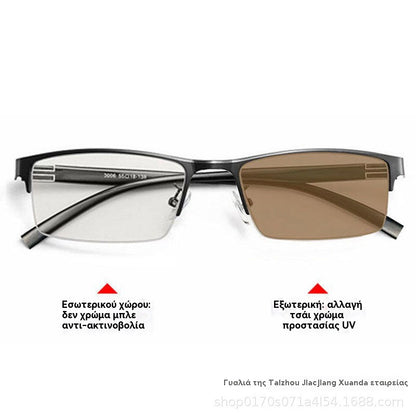 👓✨🕶️Metalne fotokromatske sunčane naočale s poluokvirom, naočale za kratkovidnost protiv plavog svjetla, sunčane naočale za vožnju
