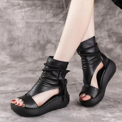 🔥【Reducere limitată de 50%】🤩✨【35-40】 Sandale din piele moale cu gura de pește, la modă nouă, cu talpă groasă