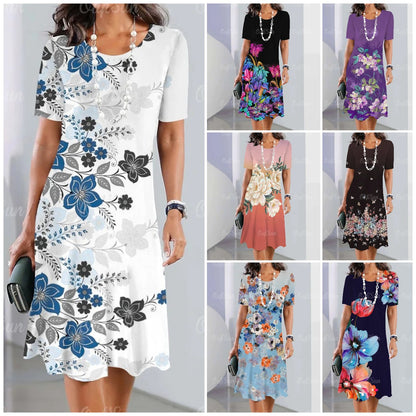 👗【S-5XL】Ženska haljina s okruglim izrezom i printom