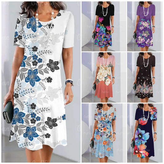 👗【S-5XL】Ženska haljina s okruglim izrezom i printom