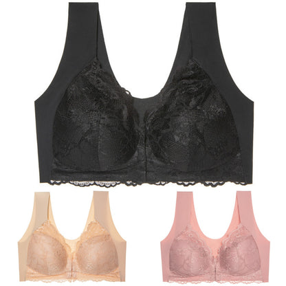 ✨【3 komada】 grudnjak velike veličine s kopčom sprijeda bez čeličnih prstenova, prekrasno donje rublje straga