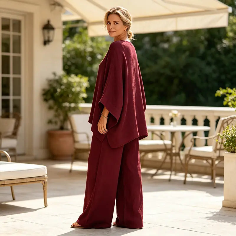Komplet od lana i pamuka: predimenzionirana košulja i široke hlače, minimalistički i cool stil, veličine S-3XL