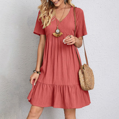 【S-3XL】Rochie de vară de culoare solidă lejeră, mai multe culori disponibile, casual și la modă