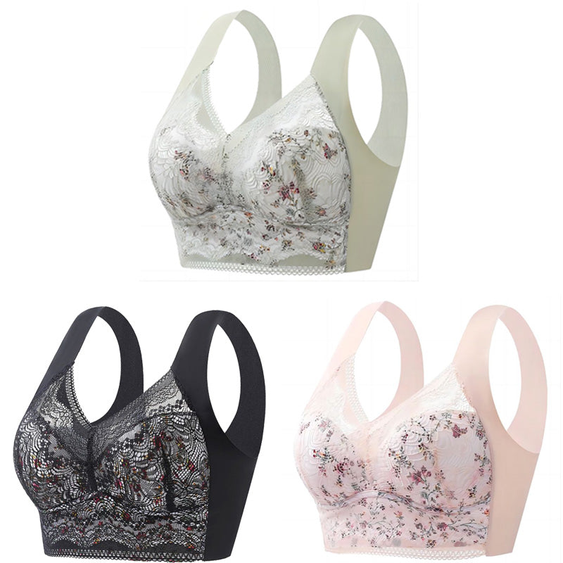 🔥【🔥Kup 1, a 3 dostaniesz gratis】【3/6 sztuk】💕🎁Bezszwowy biustonosz z lodowego jedwabiu w dużym rozmiarze, oddychający i regulowany [40 kg-100 kg]