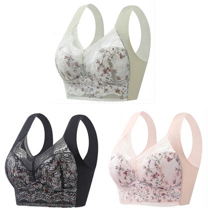 🔥【🔥Kup 1, a 3 dostaniesz gratis】【3/6 sztuk】💕🎁Bezszwowy biustonosz z lodowego jedwabiu w dużym rozmiarze, oddychający i regulowany [40 kg-100 kg]