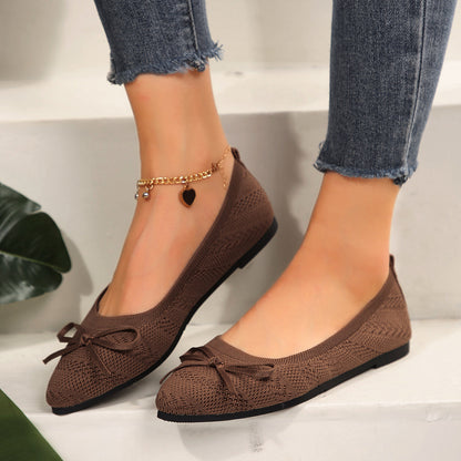 💖【36-43】Elegantne pletene balerinke za žene, ukrašene mašnom
