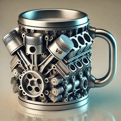 🎁☕Kreatív V6/V8 motoros rozsdamentes acél kávés bögre