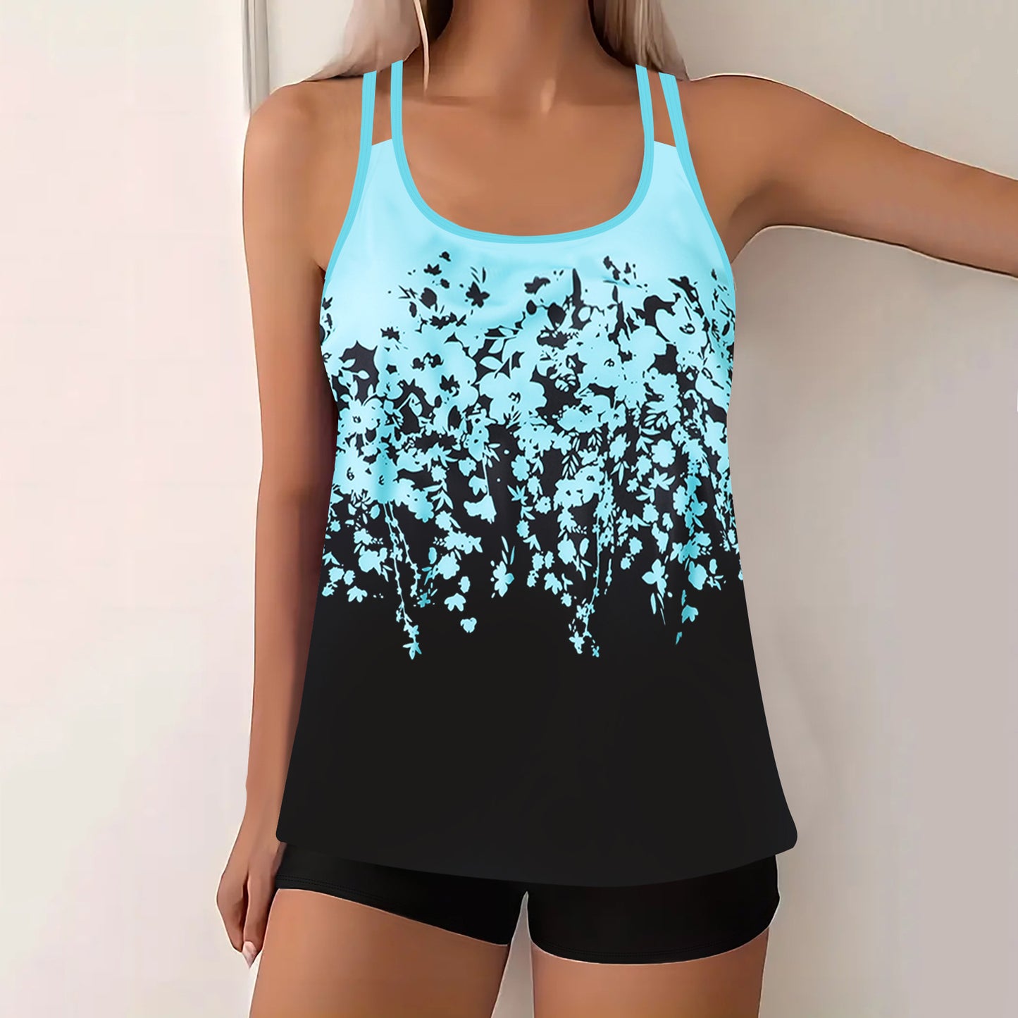 【S-5XL】Conjunto de traje de baño de dos piezas para mujeres de tallas grandes, corte holgado, perfecto para las vacaciones.