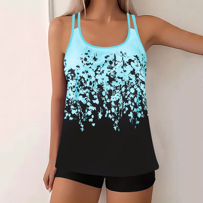 【S-5XL】Conjunto de traje de baño de dos piezas para mujeres de tallas grandes, corte holgado, perfecto para las vacaciones.