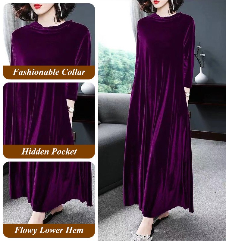 🥻【M-4XL】Rochie elegantă din catifea aurie , emanând farmec elegant din interior spre exterior