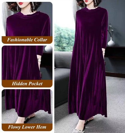 🥻【M-4XL】Rochie elegantă din catifea aurie , emanând farmec elegant din interior spre exterior