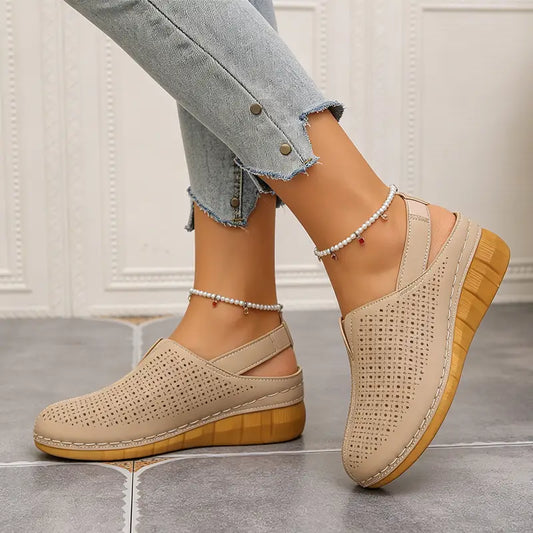 Ljetne cipele od prave kože 2026: Slip-On dizajn s udobnom platformom, prozračni perforirani uzorak za van (veličine 36-43) 🌿👡