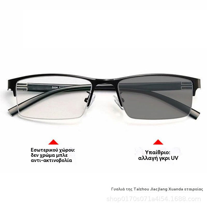 👓✨🕶️Metalne fotokromatske sunčane naočale s poluokvirom, naočale za kratkovidnost protiv plavog svjetla, sunčane naočale za vožnju