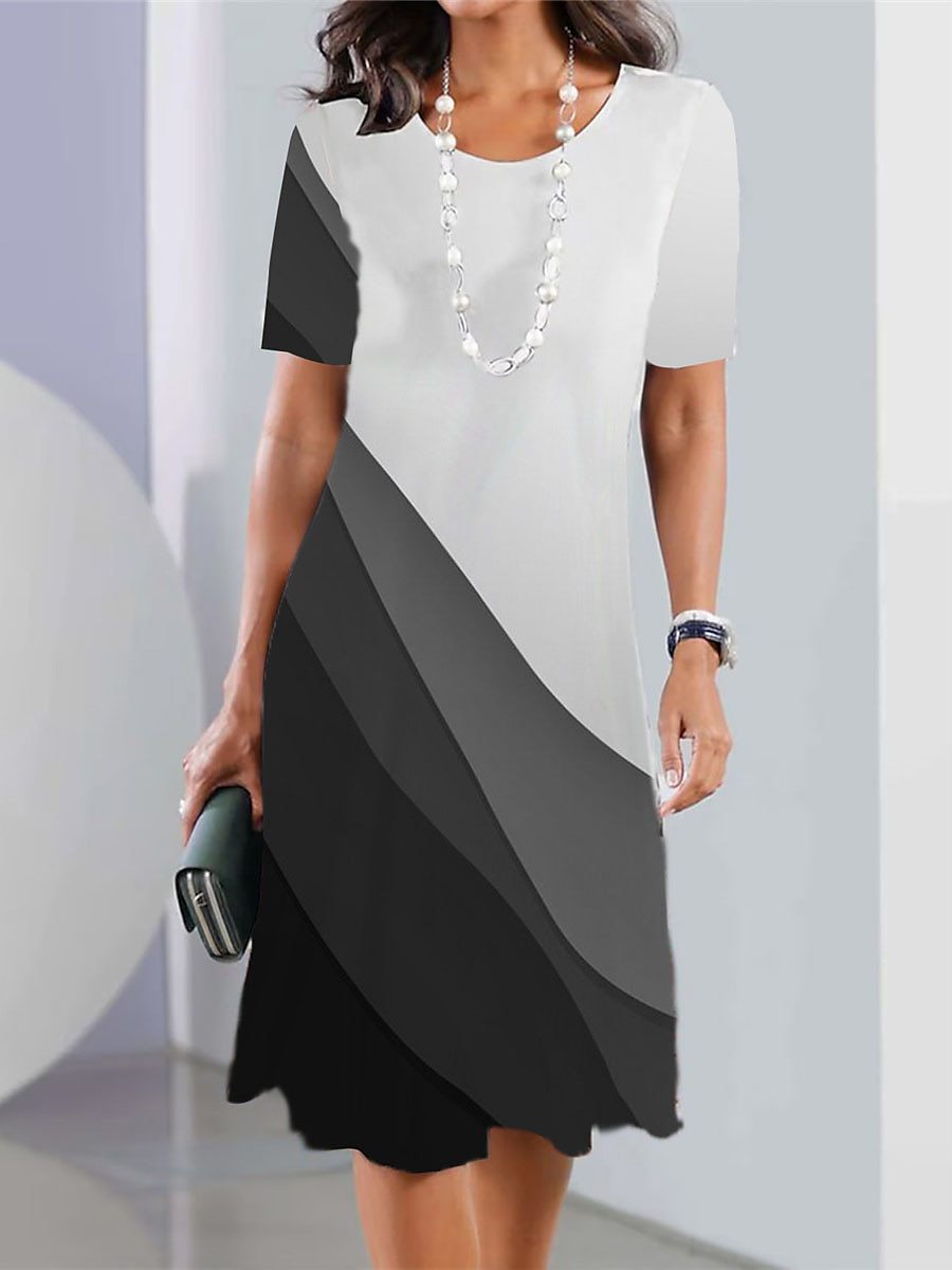 ✨👗【XS-5XL】2025 nova plus size ženska haljina s printom i okruglim izrezom, ležerna i prozračna.