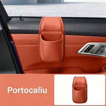 🚗 Dodatni prostor i red u automobilu! Kožni držač za vrata automobila / držač za čaše i telefon (Jednostavna montaža na prozor / 1+1 GRATIS ponuda)!