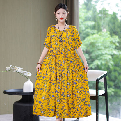 🔥👗【Oferte speciale de vară】【S-2XL】Rochie de vară 2025, casual, de înaltă calitate, cu imprimeu floral, din bumbac