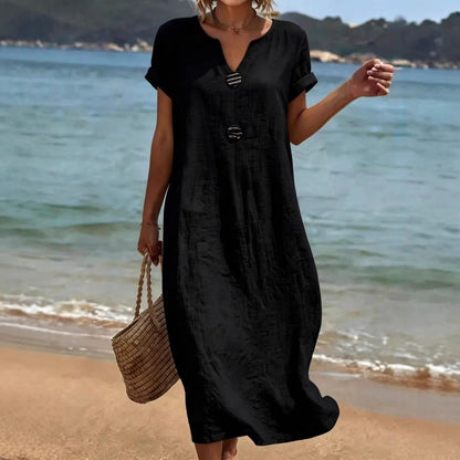 ✨【S-3XL】Elegantna haljina od lana i pamuka – udobnost i svježina