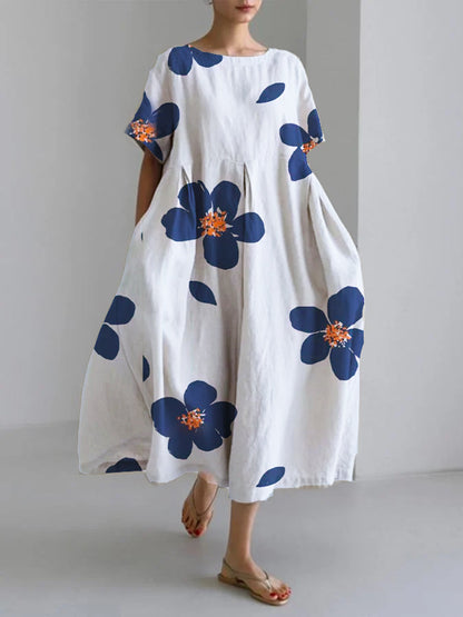 💖Rochie elegantă, casual, cu mânecă scurtă, imprimată, cu decolteu rotund și lejeră