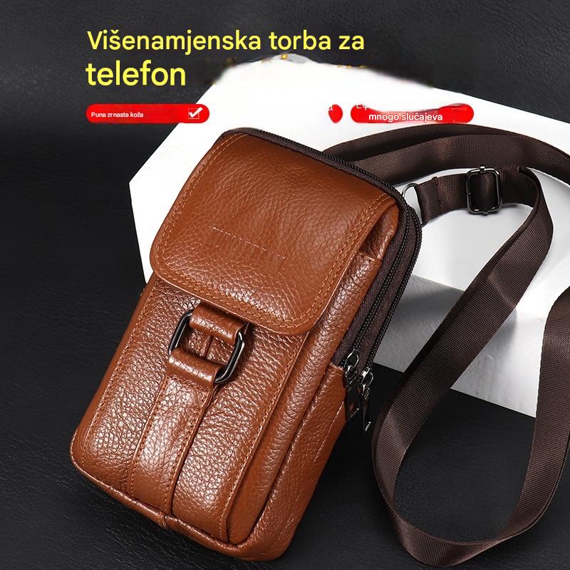 👍👍Torba za struk od prave kože za muškarce - 7,2 inča