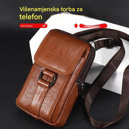 👍👍Torba za struk od prave kože za muškarce - 7,2 inča