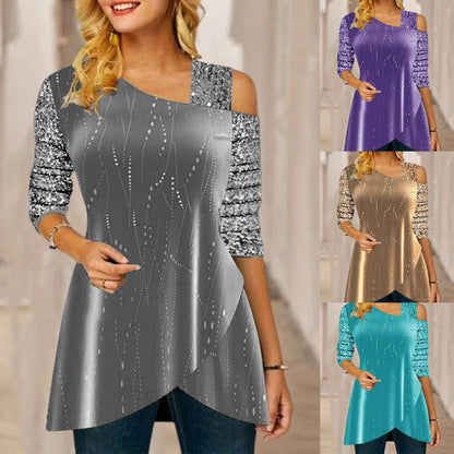 【S-3XL】Treu casual de damă cu mâneci lungi și gât rotund cu imprimeu digital 