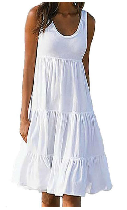 👗【S-5XL】Jednobojna jednostavna haljina