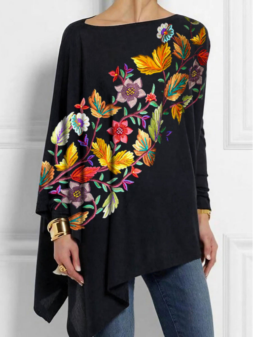 💖【S-5XL】Jesienny top z okrągłym dekoltem w stylu retro