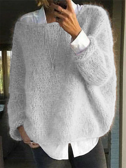 (50-85 kg) Nov ohlapen enobarvni ženski pulover za jesen in zimo