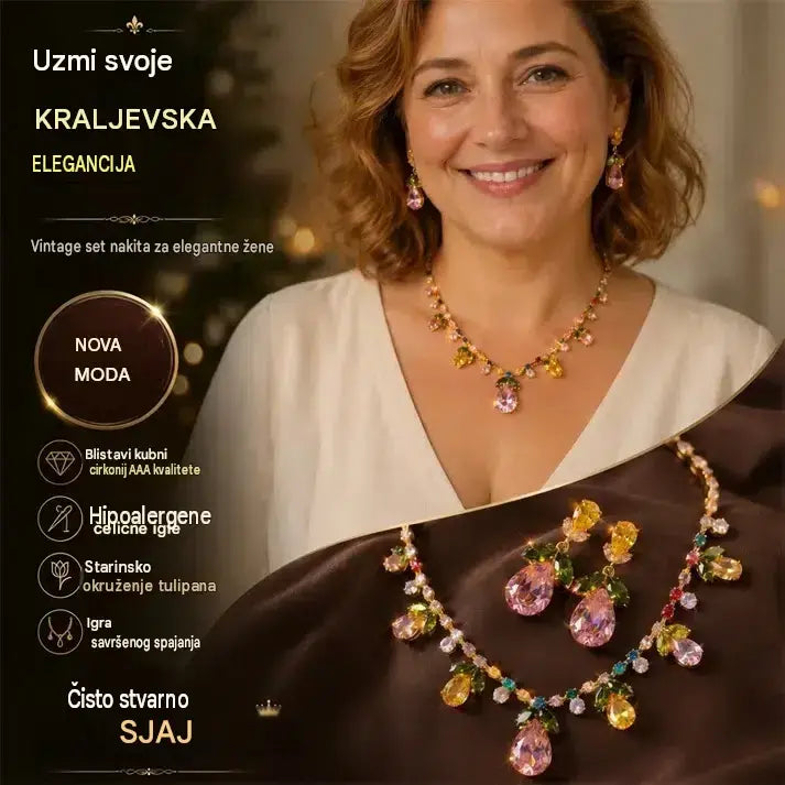 🌷👑Elegantni set ogrlice i naušnica s tulipanima