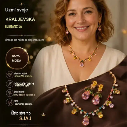 🌷👑Elegantni set ogrlice i naušnica s tulipanima