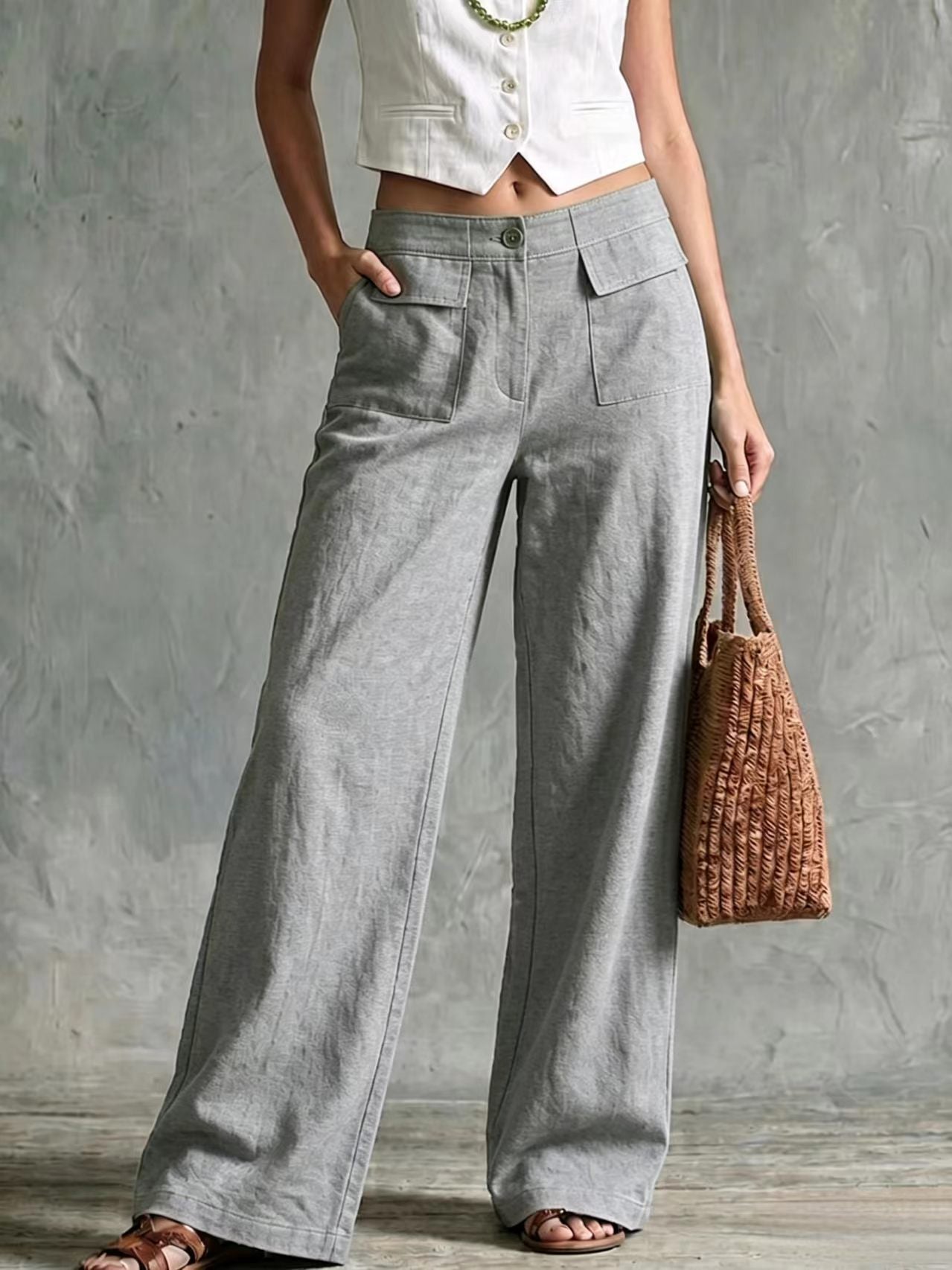 【S-3XL】Ženske široke hlače od pamuka i lana, ležerne👖✨