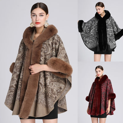 【40-85kg】2025 Jesienno-zimowa nowa, oversize'owa tweedowa kurtka z kapturem i szalowym kołnierzem