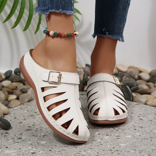 👡 Ljetne klompe od prave kravlje kože – izrezan dizajn s čičkom, anatomski potplat protiv umora, 5 boja, veličine 36-43! ☀️✨