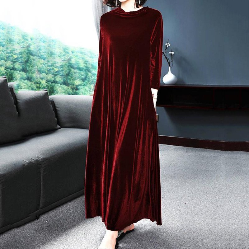 🥻【M-4XL】Rochie elegantă din catifea aurie , emanând farmec elegant din interior spre exterior