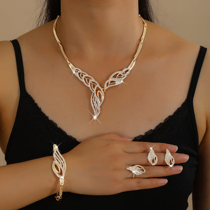 💖🔥【Anillo + Pulsera + Pendientes + Collar】✨ Conjunto de joyas de estilo bohemio, creativo y único, minimalista.
