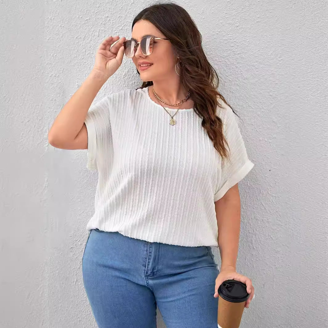 👚Nova ljetna plus size jednobojna majica kratkih rukava, prozračna i nije zagušljiva