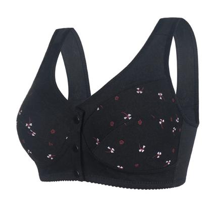 【4 piezas】Sujetador elegante de algodón puro con botones delanteros para mujeres de mediana edad