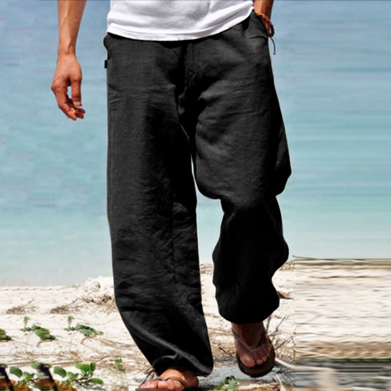 👖【S-5xl】2025 Europske i američke muške široke ravne ležerne hlače širokih nogavica od pamuka i lana, dostupno u osam boja