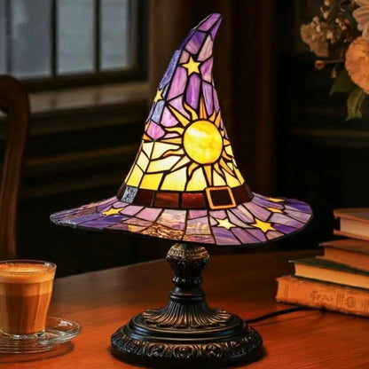 🔮💡Stolna lampa u retro stilu s šarenim smolastim šeširom za vještice, izvrstan predmet za uređenje doma