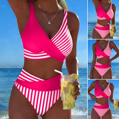 👙【Sezonska posebna ponuda】Dvodijelni, šareni bikini s blokovima i prugama